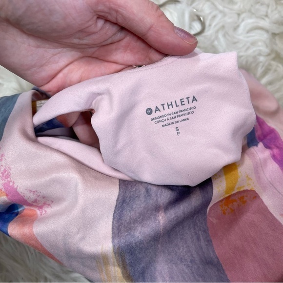 Athleta Conscious Crop Sports Bra in Orchid Pink Watercolor Print - Picture 6 of 9